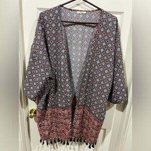 Geometric Patterned Kimono with fun fringe hem